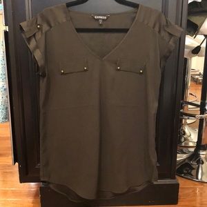 Dark green silky top